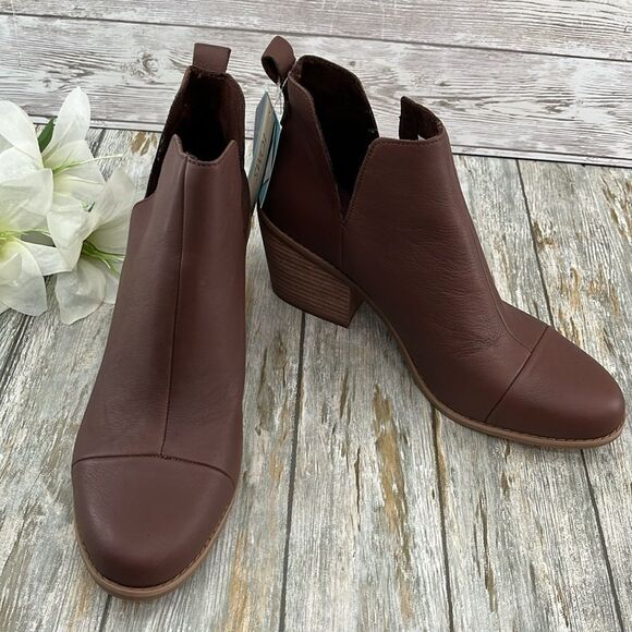 Toms Dressy Leather Everly Cutout Ankle Boot Bootie Shoes Size 11 - Picture 7 of 13